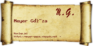 Meyer Géza névjegykártya
